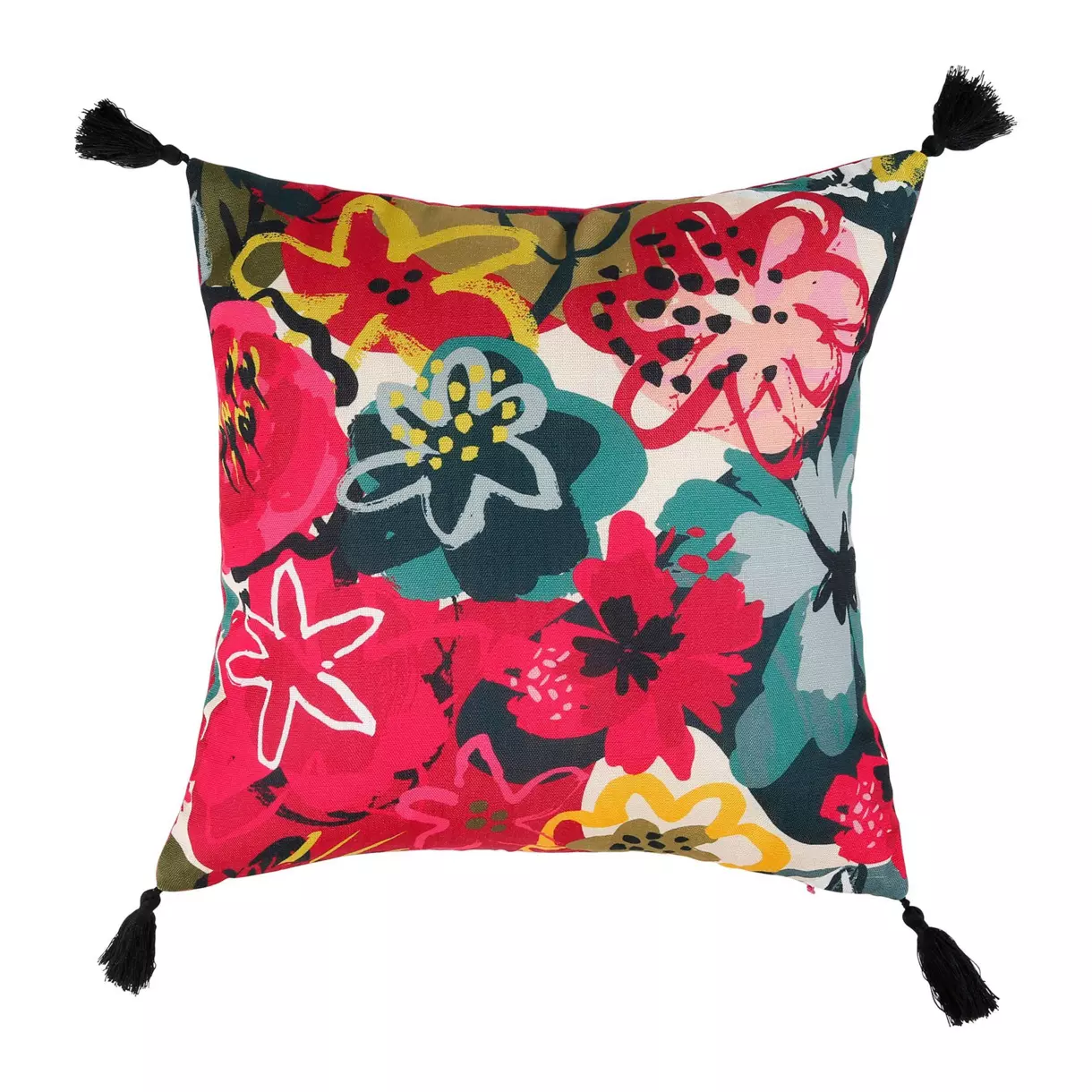 Housse de coussin carrée (40 cm) Fleurs Multicolore 1