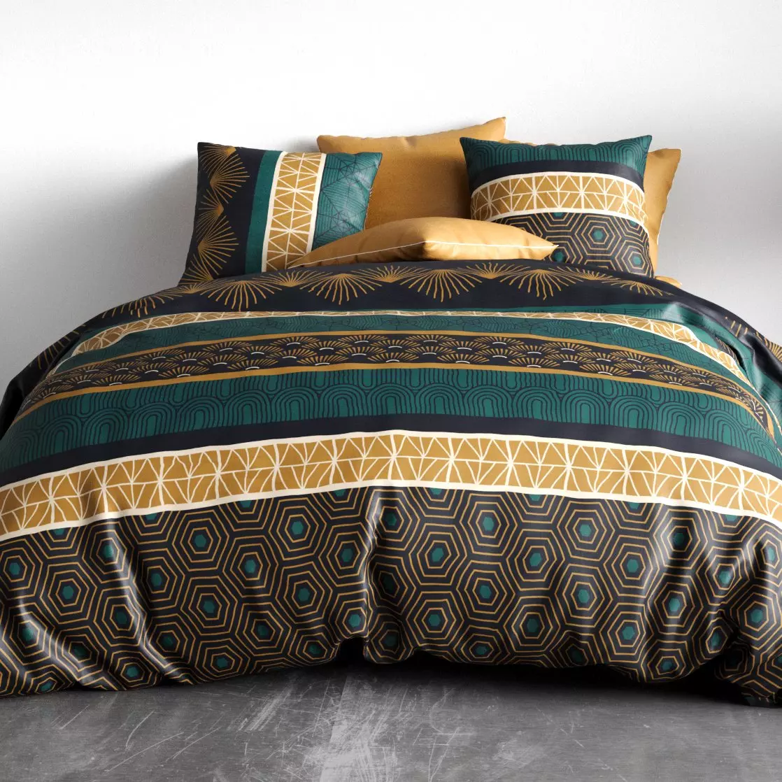 Funda Nórdica y dos fundas para almohada en algodón (240 cm) Qobe Azul trullo 1