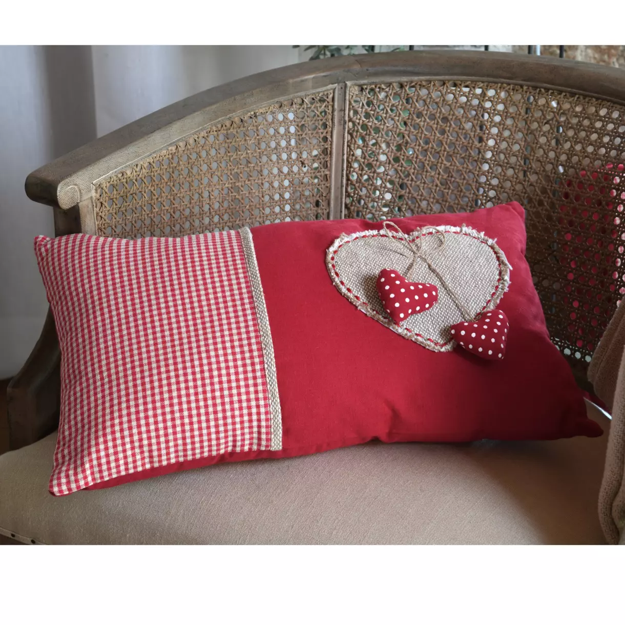 Coussin rectangulaire coton (50 cm) Marianne Rouge