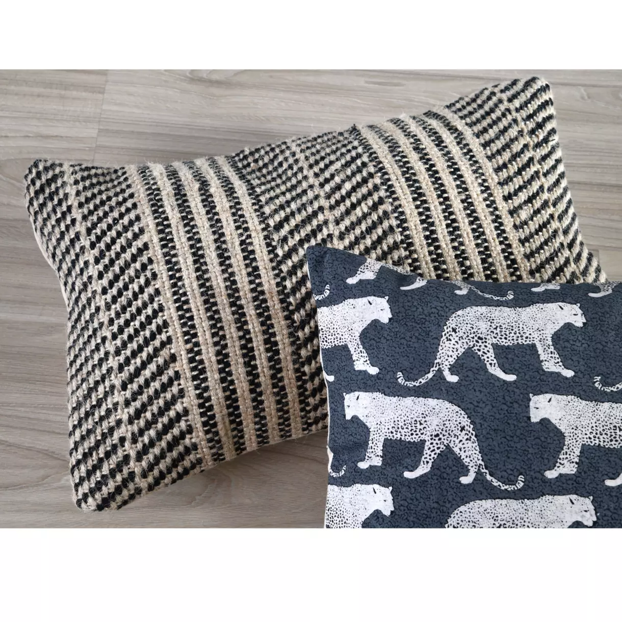 Coussin rectangulaire jute (50 cm) Benito Noir 1