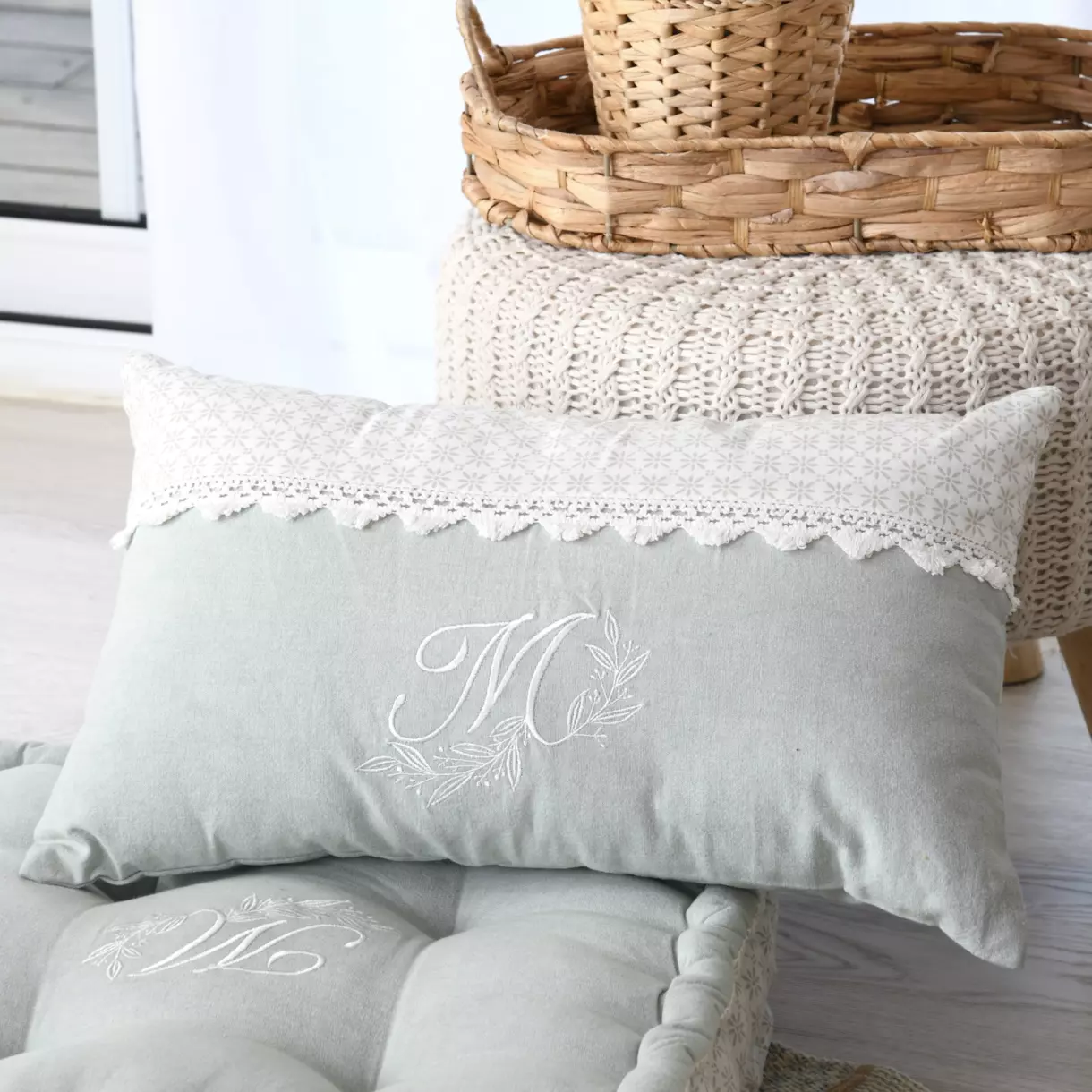 Coussin rectangulaire (50 cm) Constance Bleu 1