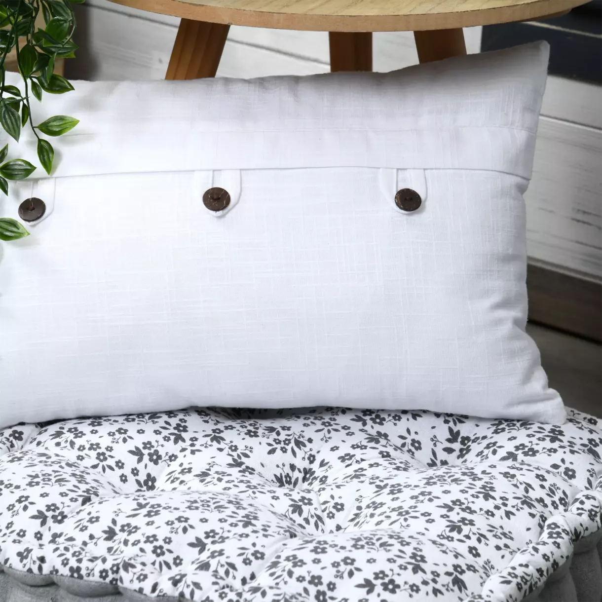 Coussin rectangulaire (50 cm) Ombeline Blanc 1