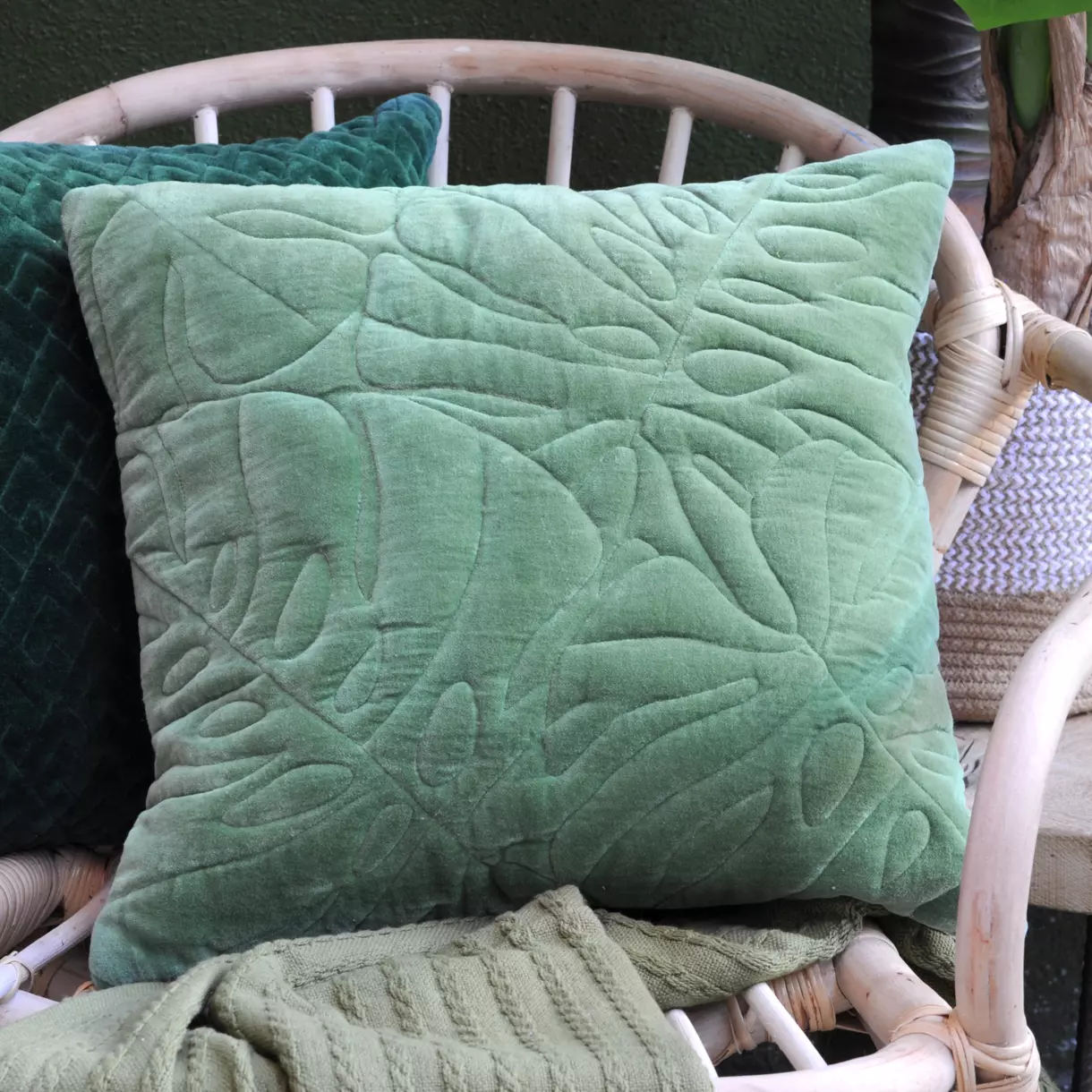 Coussin carré (40 cm) Tropika Vert émeraude 1