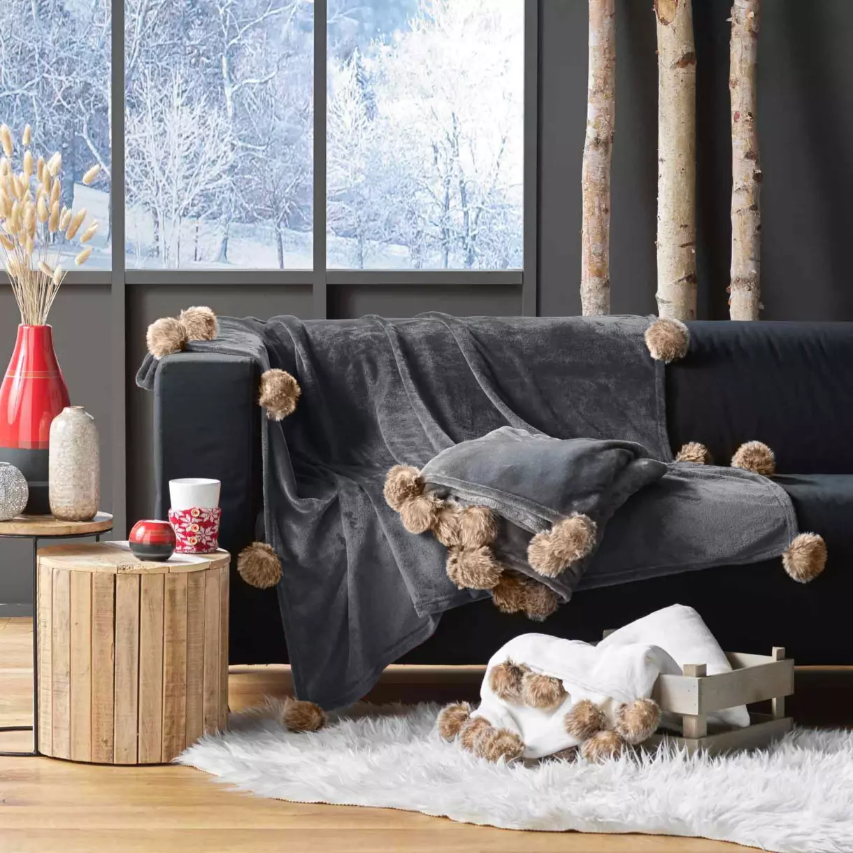 Plaid suave (150 cm) Snowy Gris 1