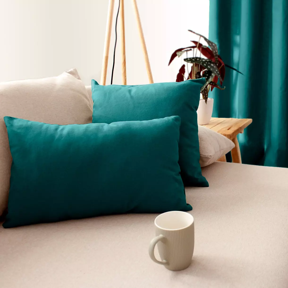 Cojín rectangular Panama Verde esmeralda 1