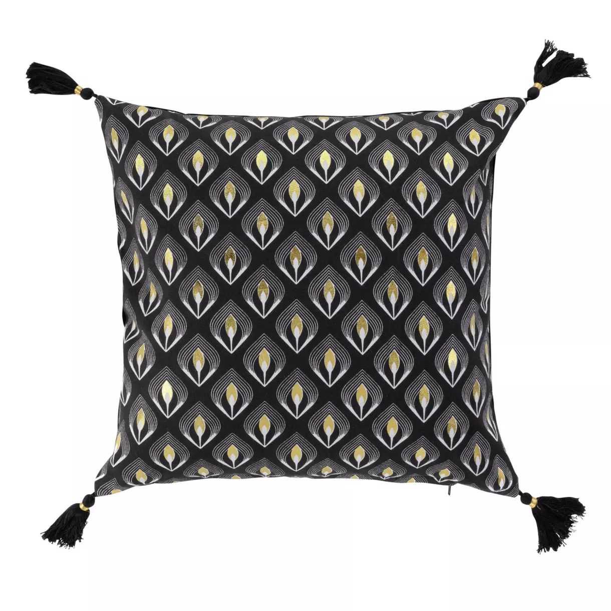 Housse de coussin carrée (40 cm) Noireor Noire 1