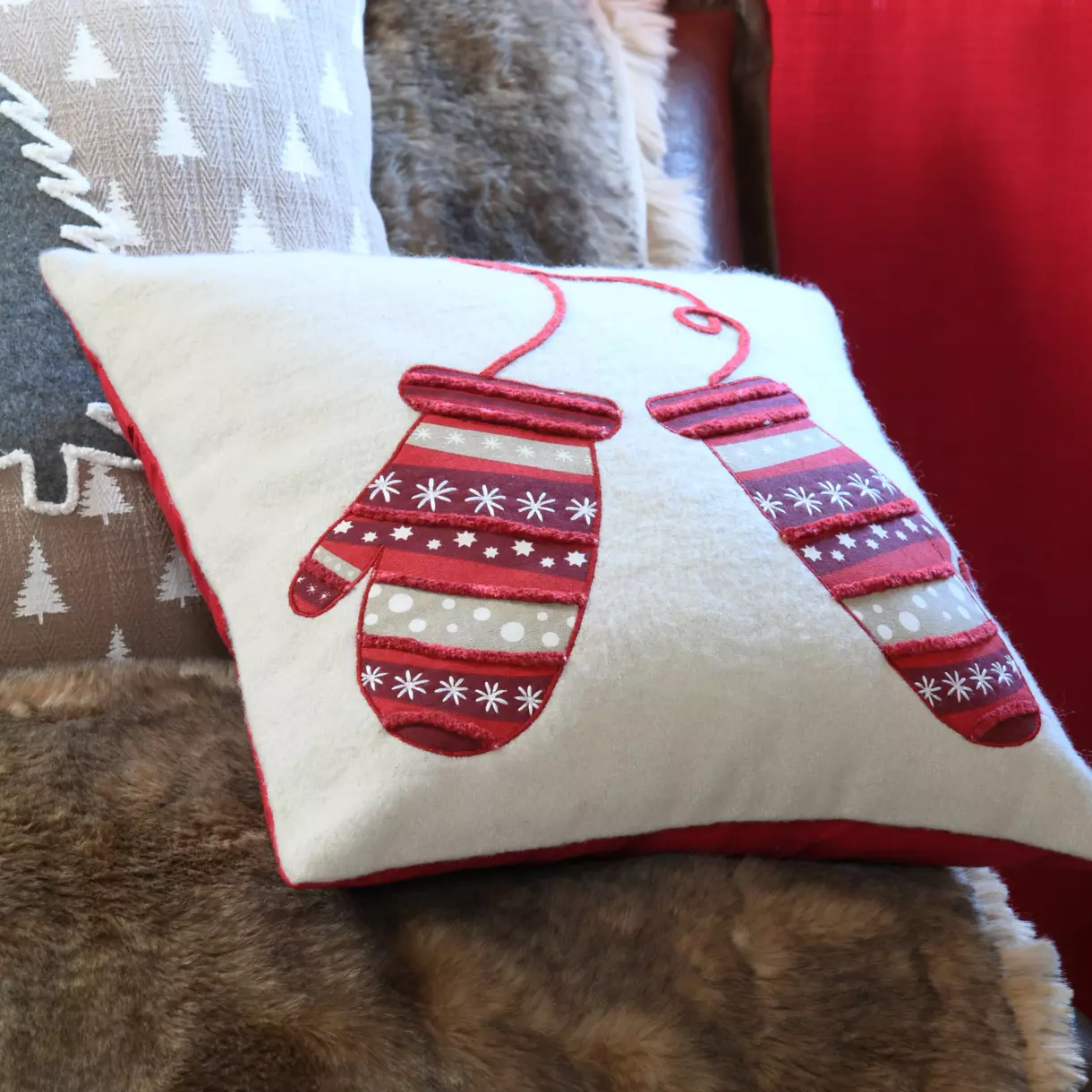 Coussin carré (40 cm) Megève Ecru 1