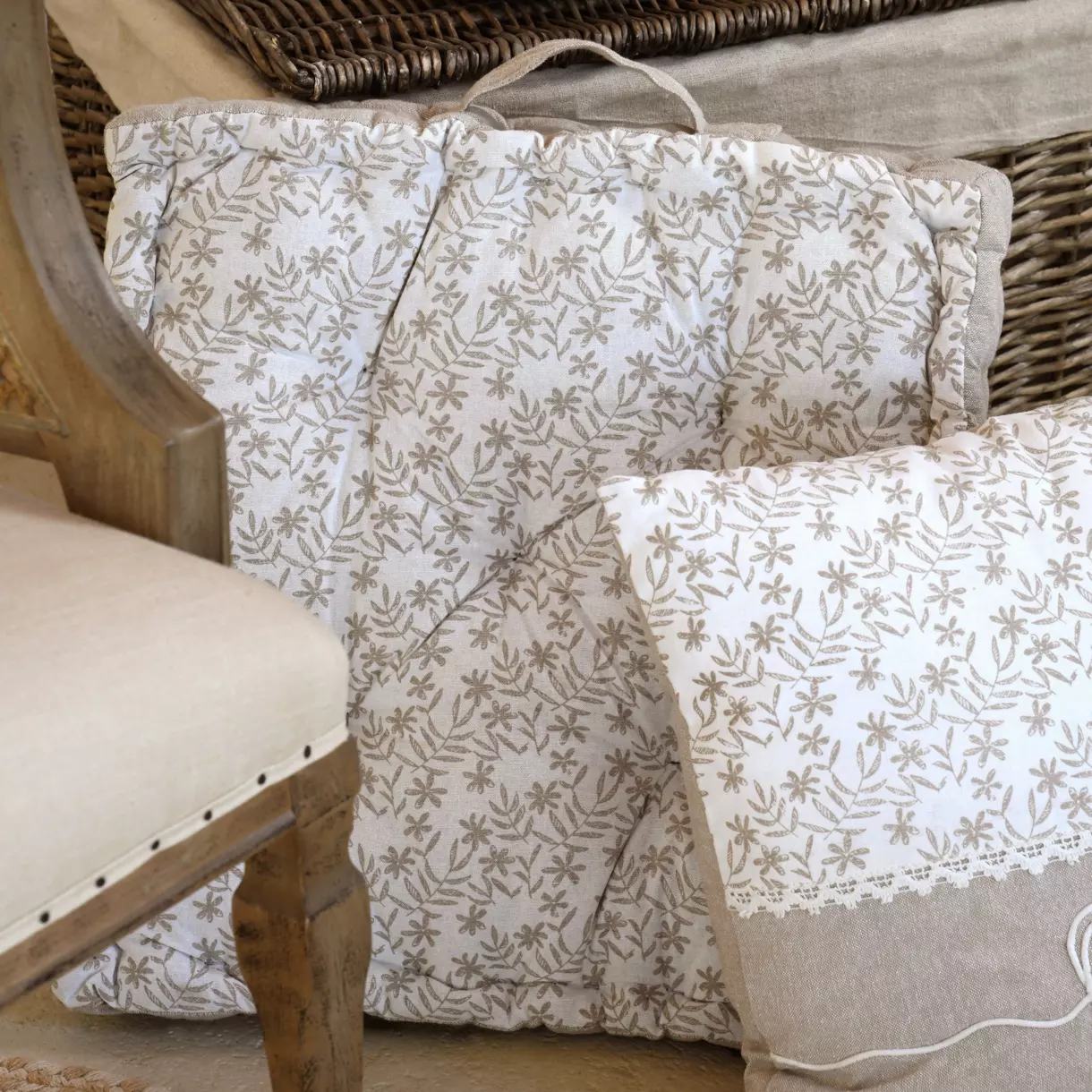 Coussin de sol carré (45 cm) Sophie Beige 1