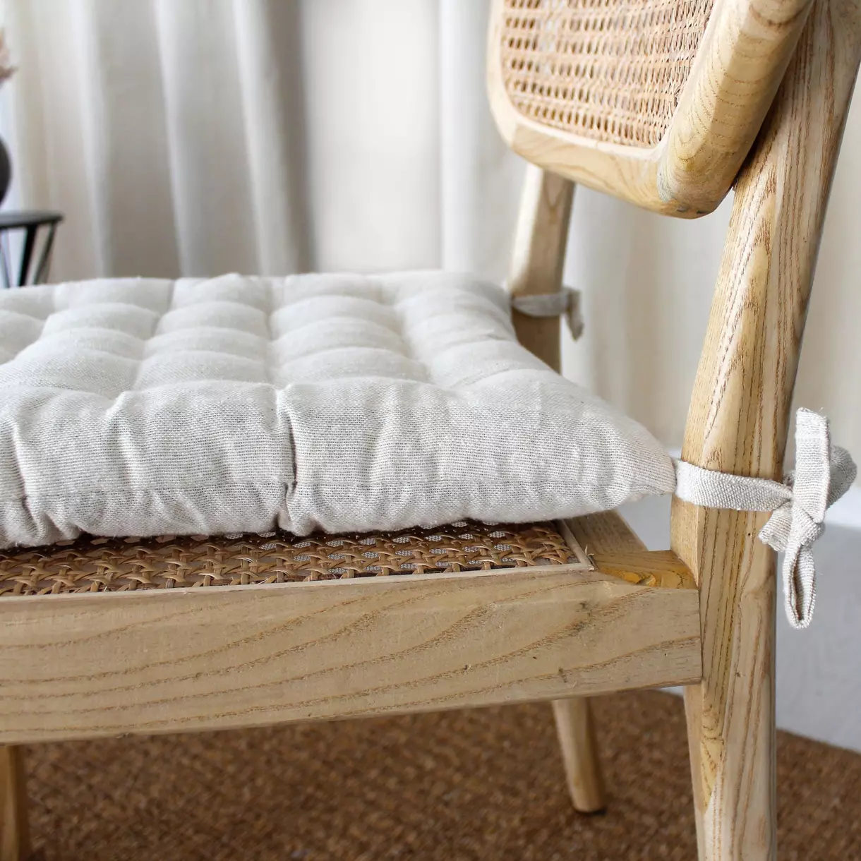 Coussin de chaise carré Bombay Ecru 1