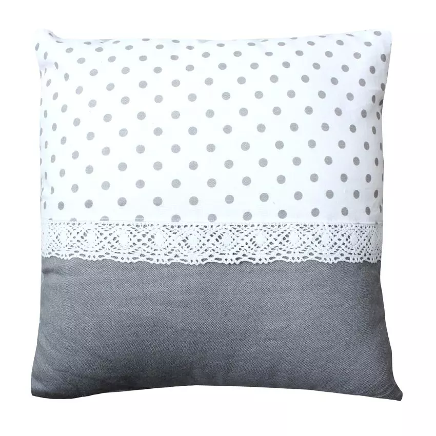 Cojín cuadrado (40 cm) Romantique encaje Gris  1