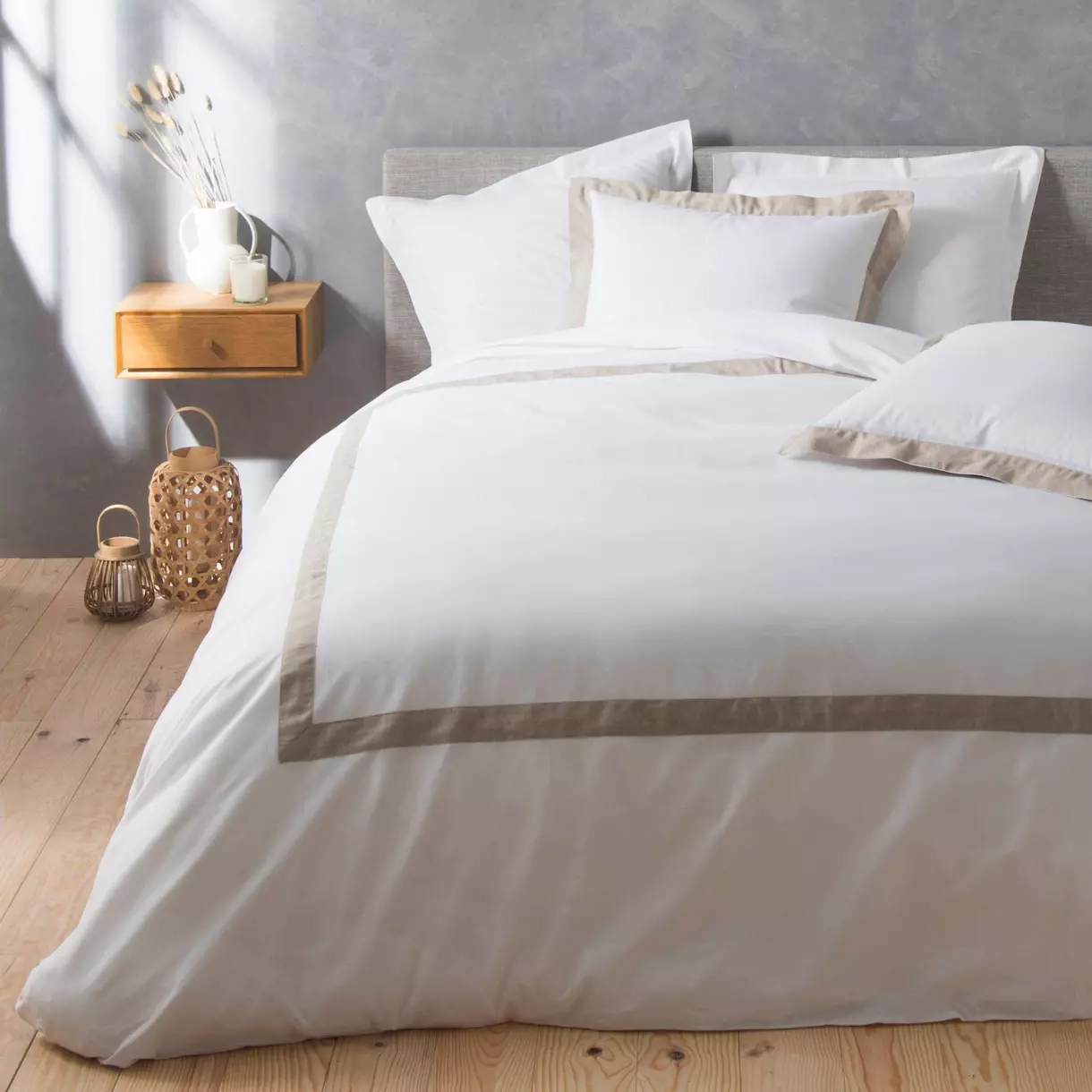 Funda Nórdica y dos fundas de almohada en algodón (240 cm) Lauraline Blanco 1