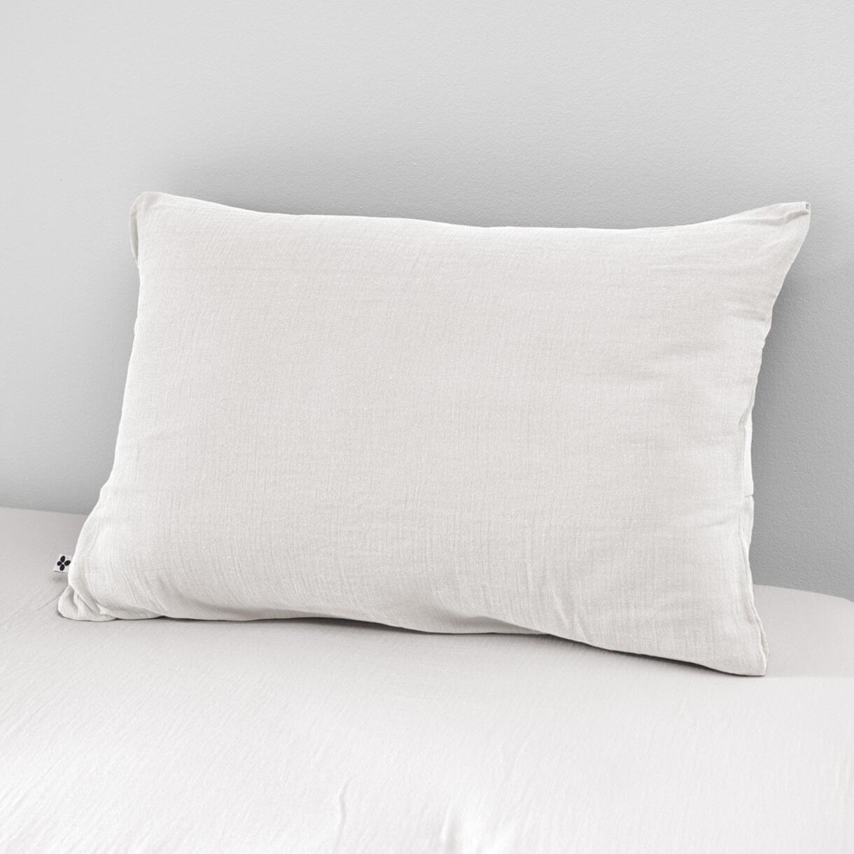 Funda para almohada rectangular en gasa de algodón (L80 cm) Gaïa Blanco chantilly 1