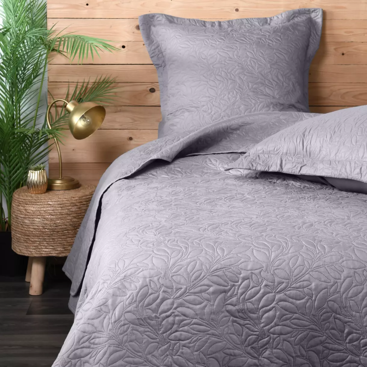 Couvre-lit et taies d'oreiller (260 x 240 cm) Cassandre Gris souris 1