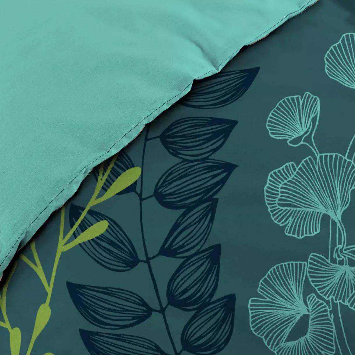 Funda nórdica y dos fundas para almohadones en algodón (260 cm) Isabella Azul 6