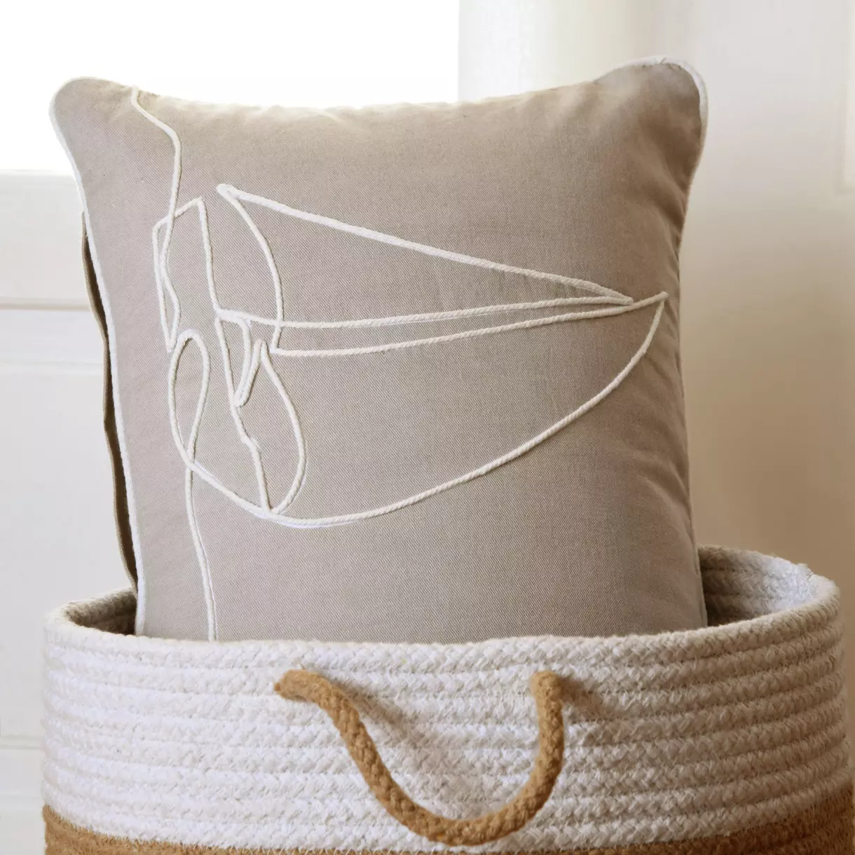 Coussin rectangulaire coton (50 cm) Yacht Gris 1