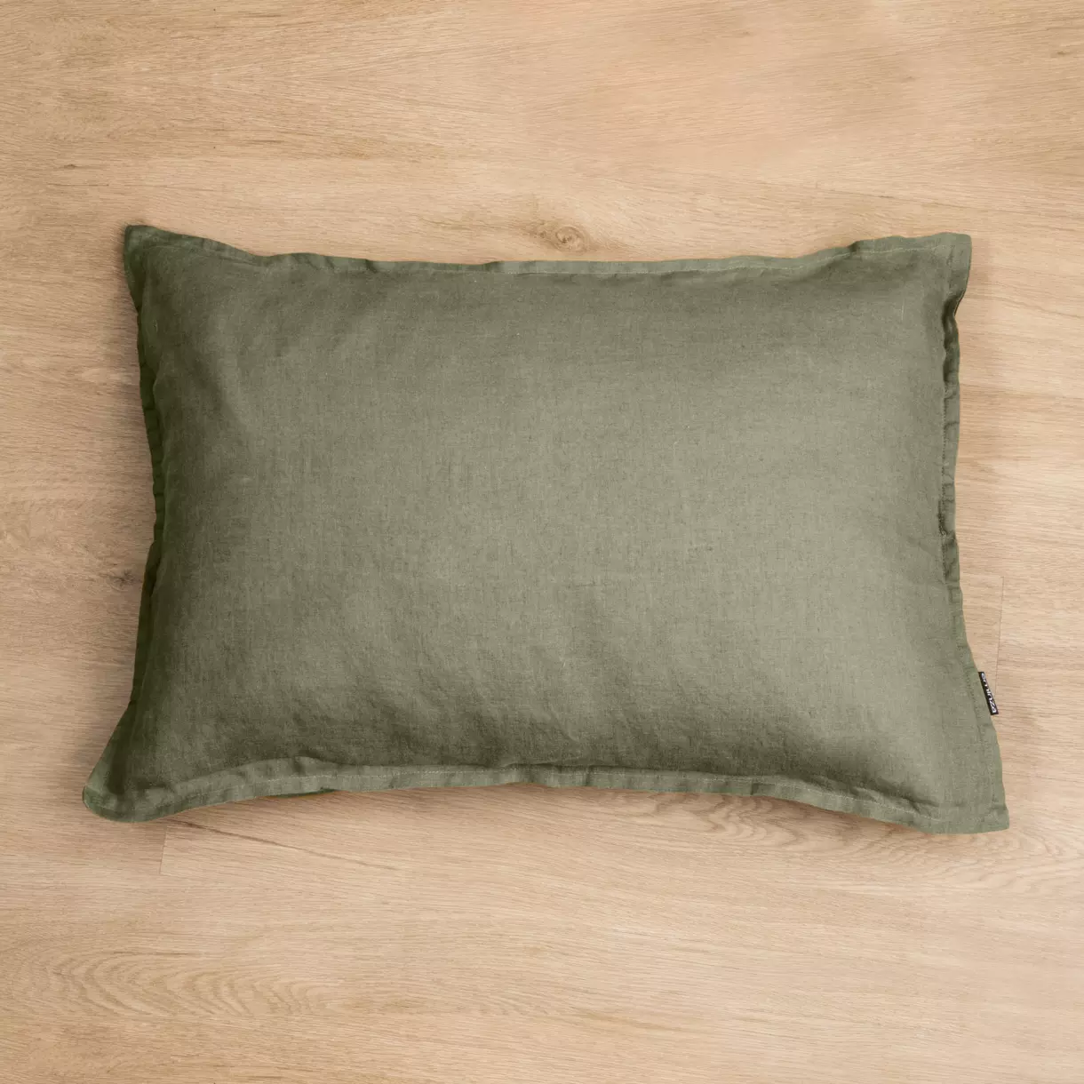 Funda de almohada rectangular en lino lavado (70 cm) Louise Verde romero 1