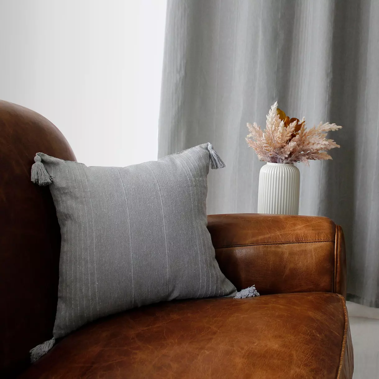 Coussin carré coton recyclé (40 cm) Bombay Gris 1