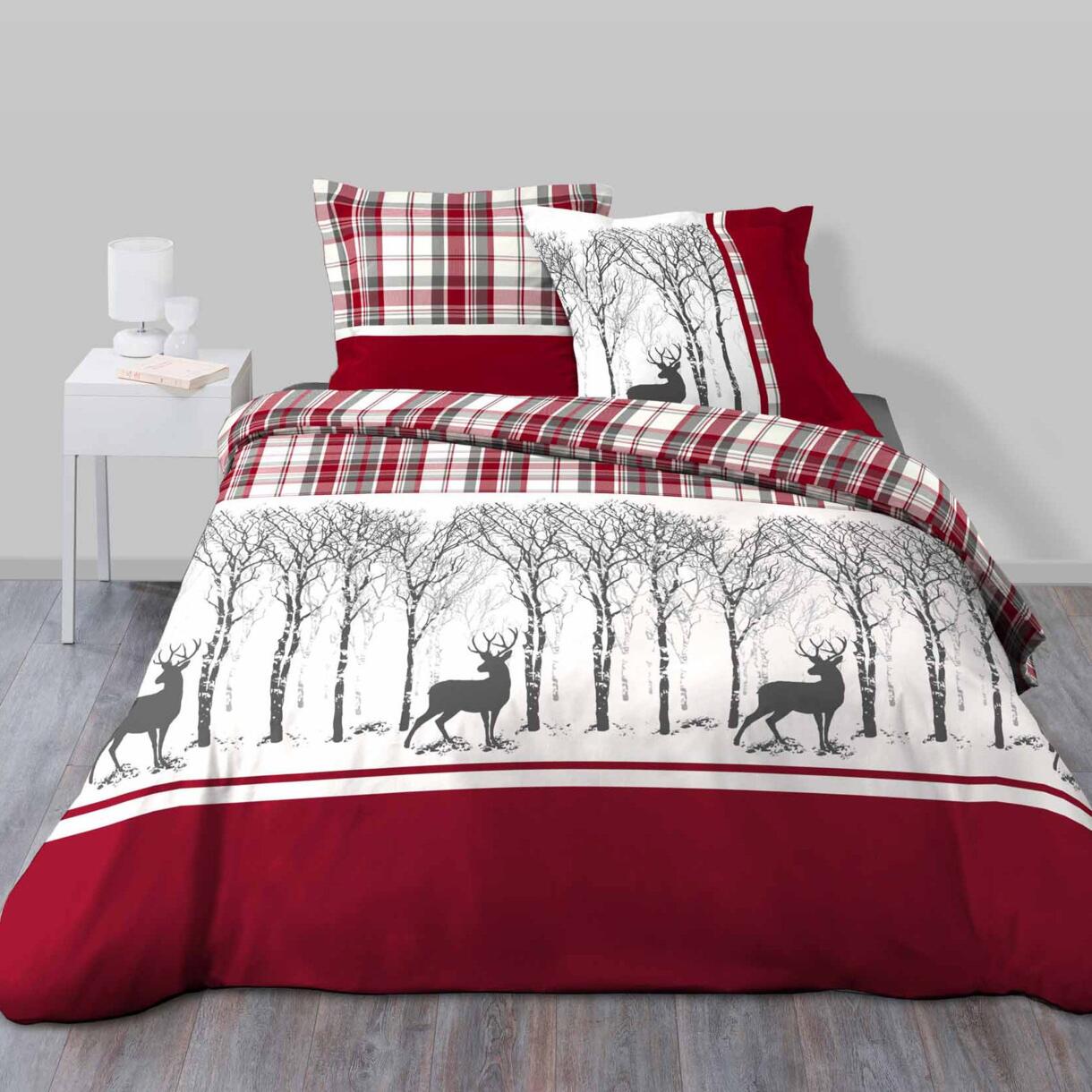 Funda Nórdica y dos fundas de almohada en algodón (240 cm) Hivernal Rojo 1