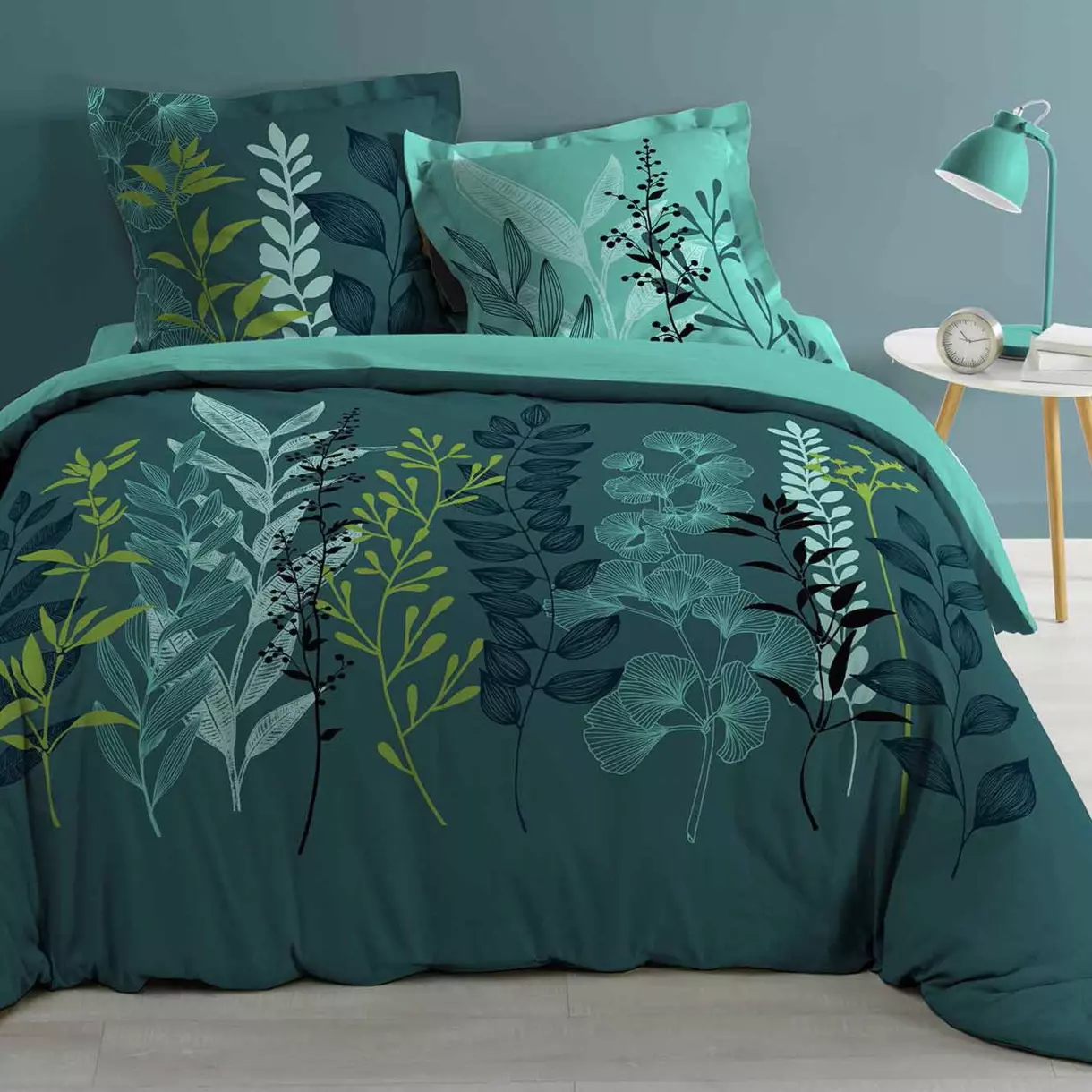 Funda nórdica y dos fundas para almohadones en algodón (240 cm) Isabella Azul 1