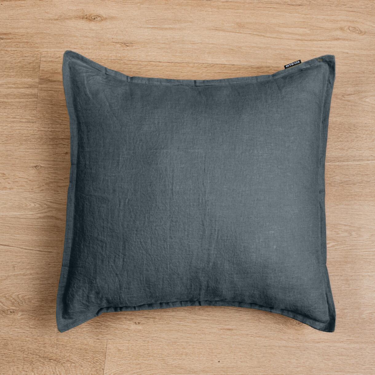 Funda de almohada cuadrada en lino lavado (60 cm) Louise Gris pizarra 1