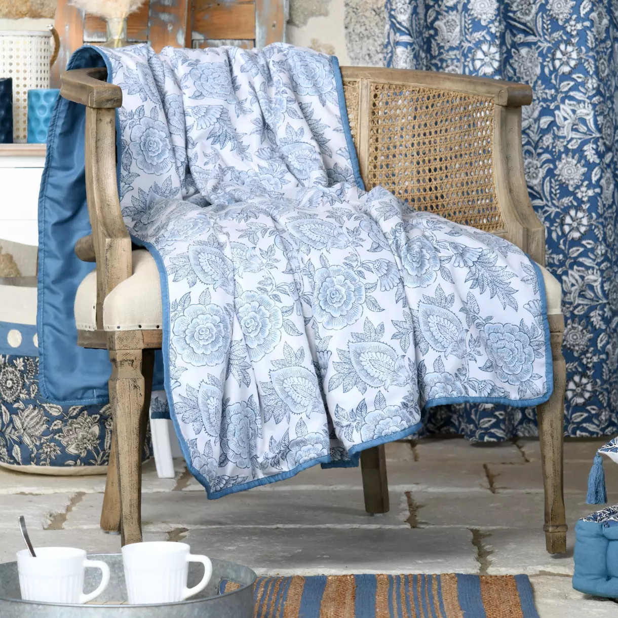 Plaid (160 cm) Julianne Bleu 1