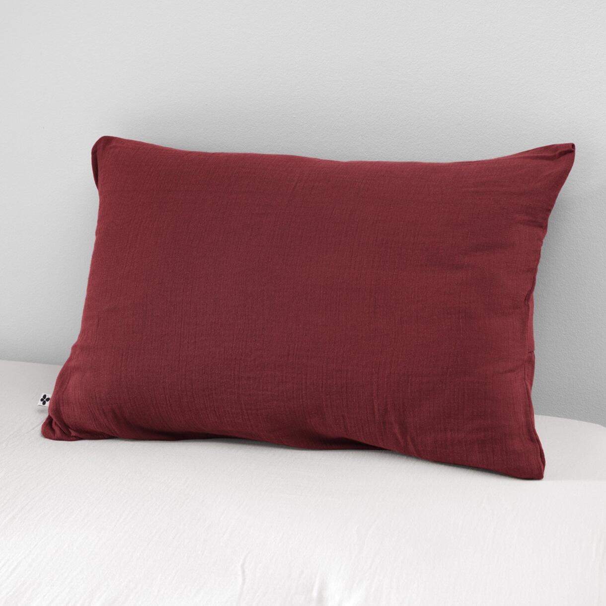 Funda para almohada rectangular en gasa de algodón (L70 cm) Gaïa Burdeos 1
