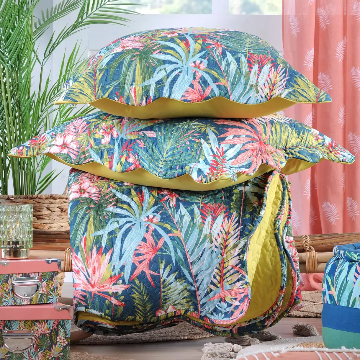 Boutis et taies d'oreiller (260 x 240 cm) Plumeria Multicolore 1