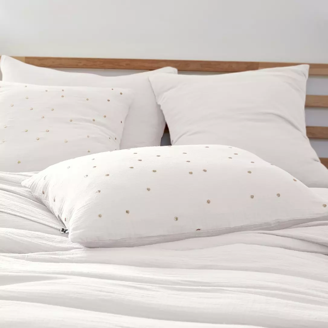 Funda de almohada rectangular en gasa de algodón (70 cm) Gaïa Chic Blanco chantilly 1