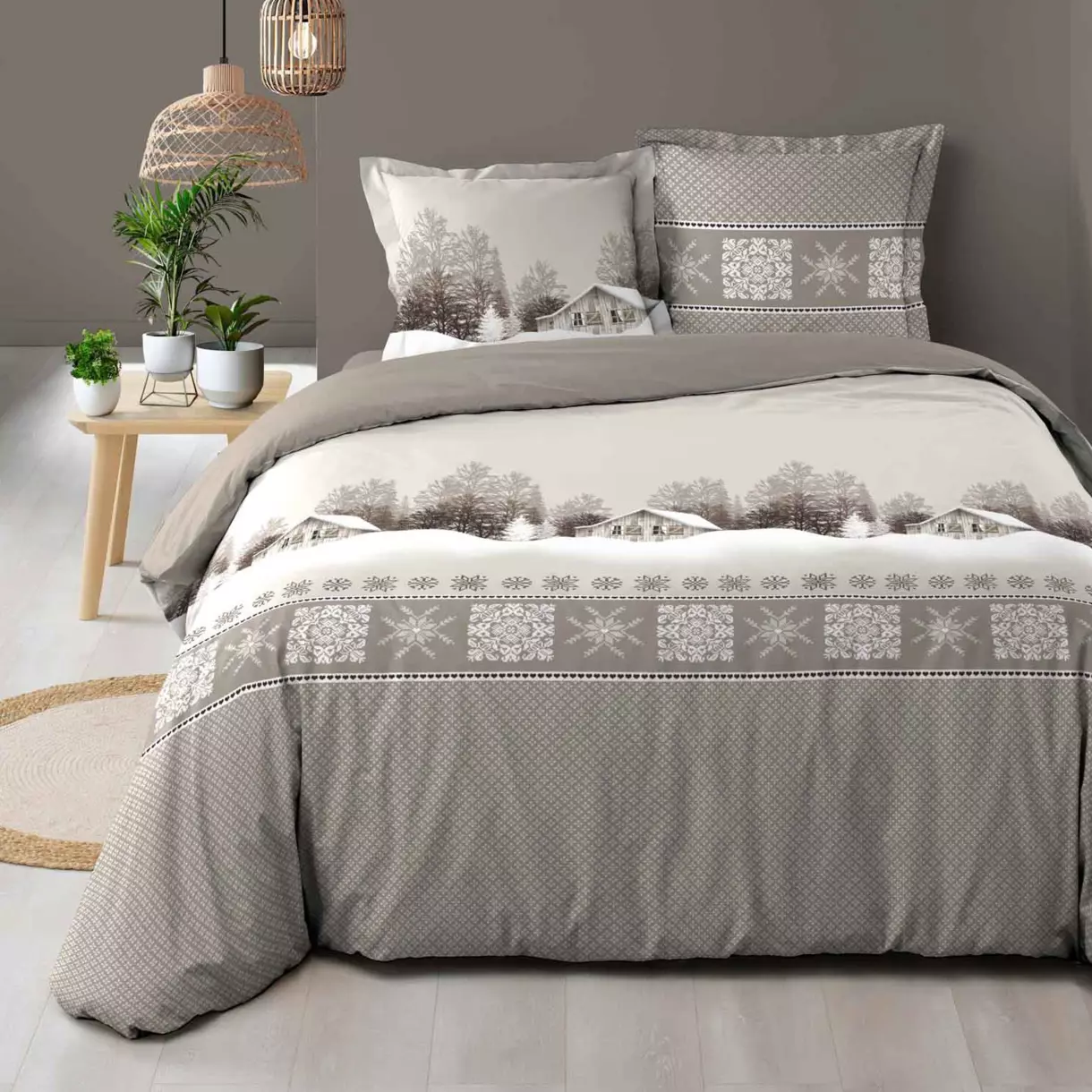 Funda Nórdica y dos fundas para almohadas algodón (240 cm) Chalet Beige 1
