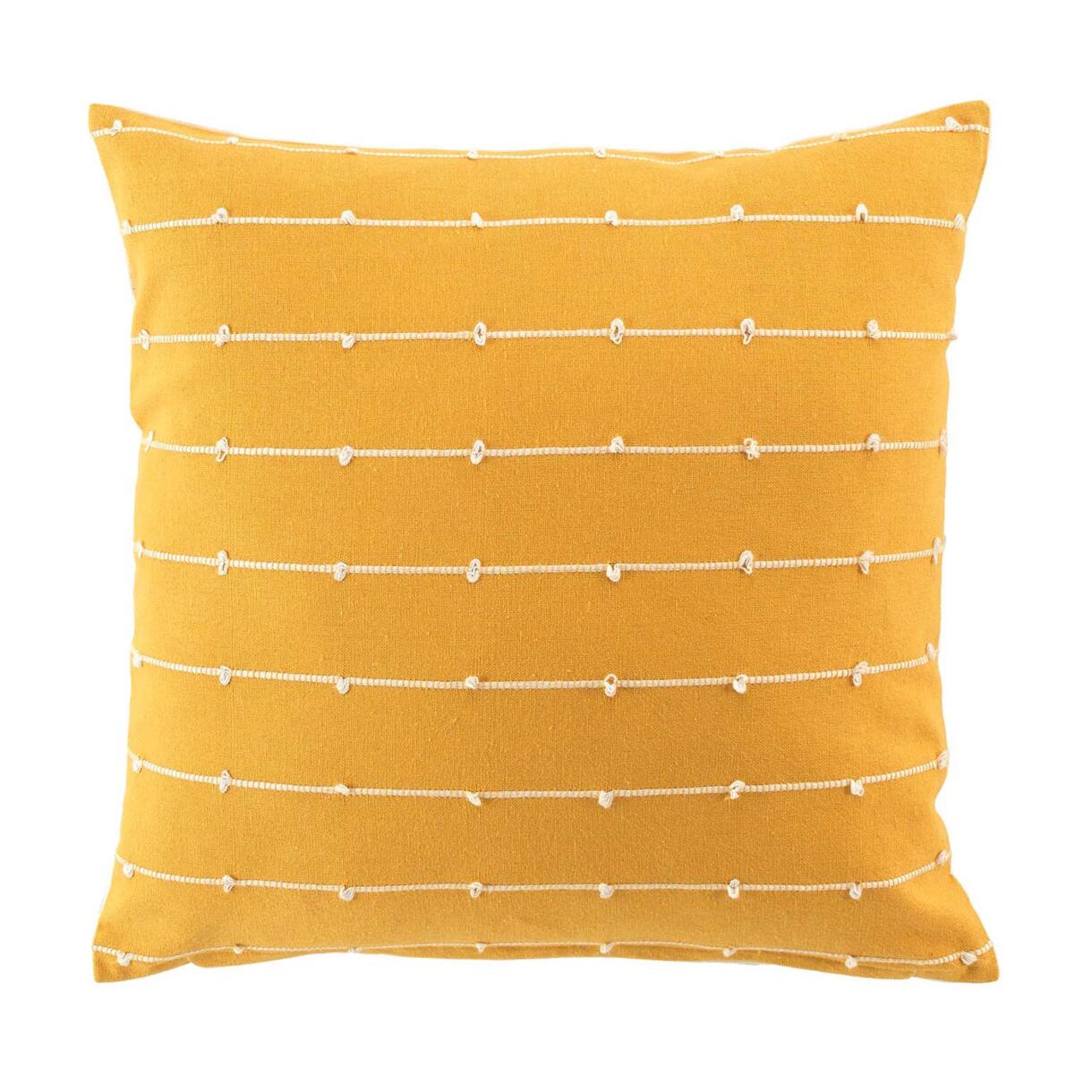 Quadratisches Kissen aus recycelter Baumwolle (45 cm) Linechic Gelb
