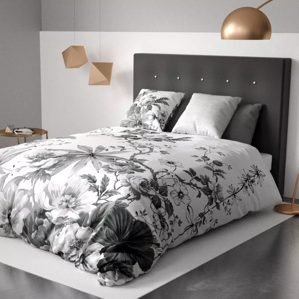 Funda nórdica y dos fundas de almohada en algodón (240 cm) Gallica Negro 1