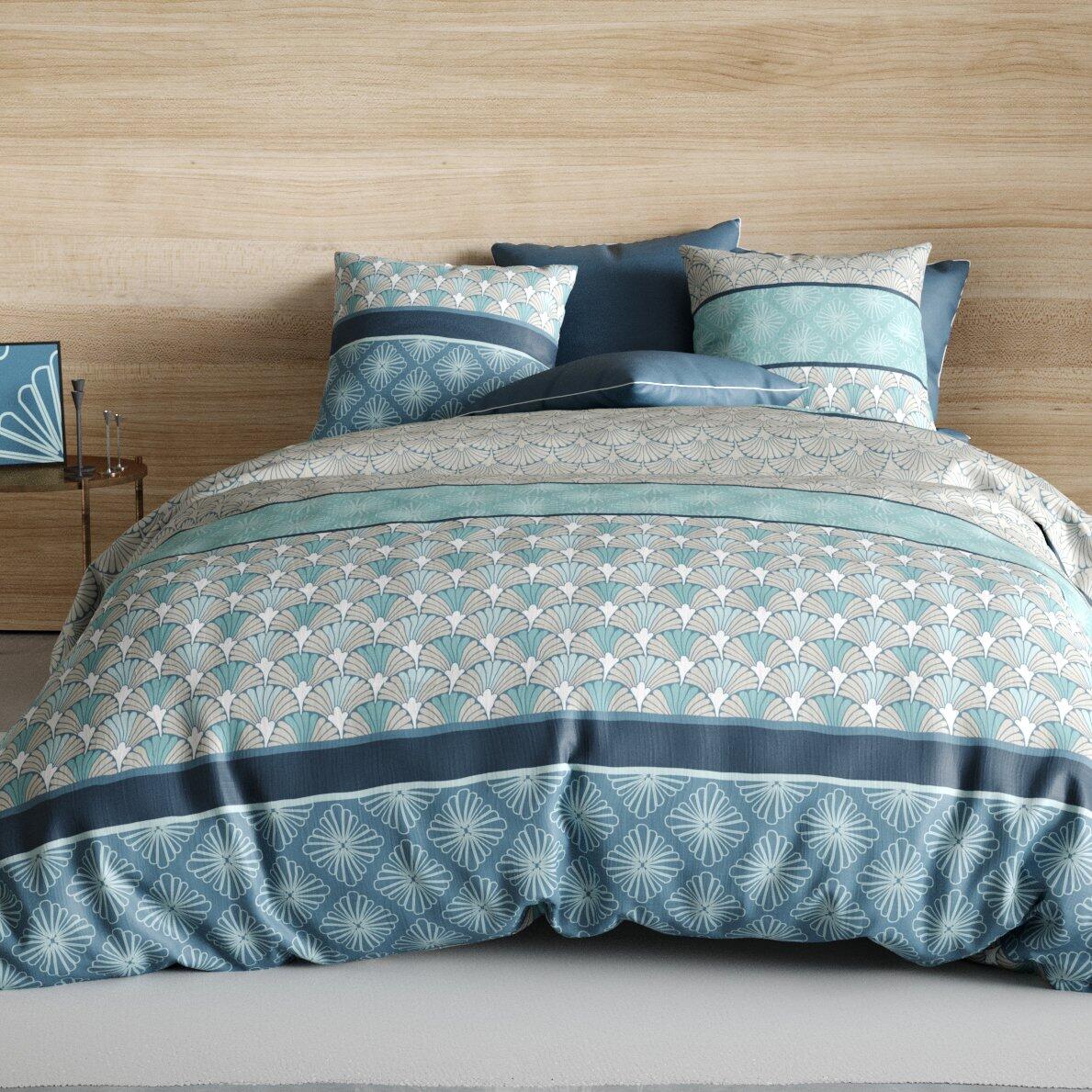 Funda nórdica y dos fundas de almohada en algodón (240 cm) Zircon Azul 1