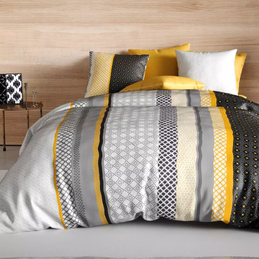 Funda Nórdica y dos fundas para almohada en algodón (240 cm) Lumi Gris 1