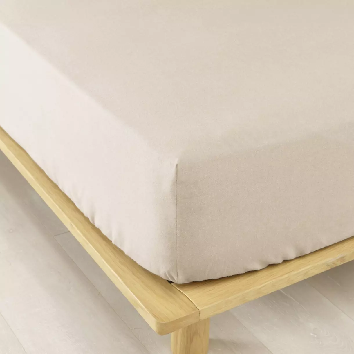 Sábana bajera en franela de algodón (90 cm) Théa Beige 1