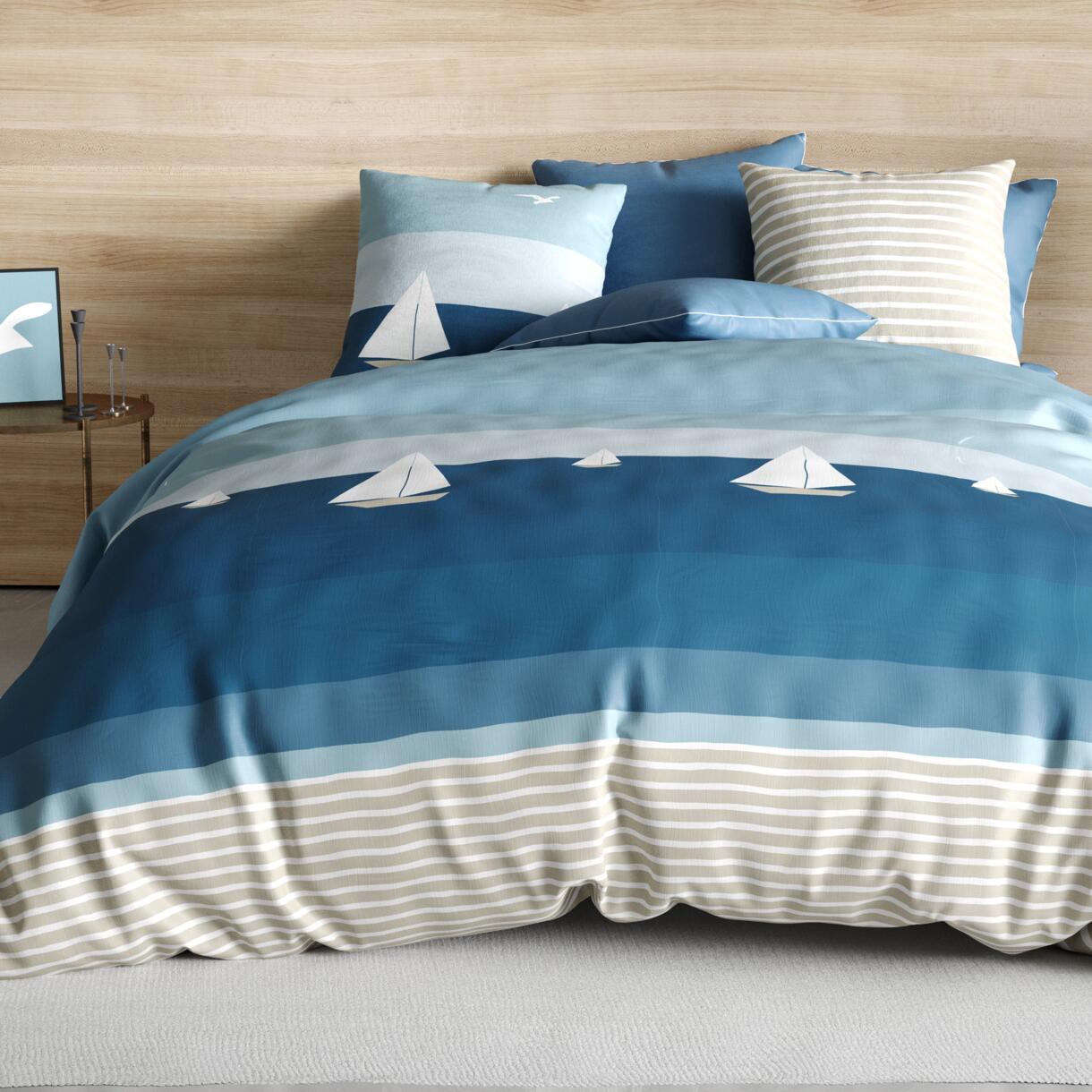 Funda Nórdica y dos fundas para almohada en algodón (260 cm) Regate Azul 1