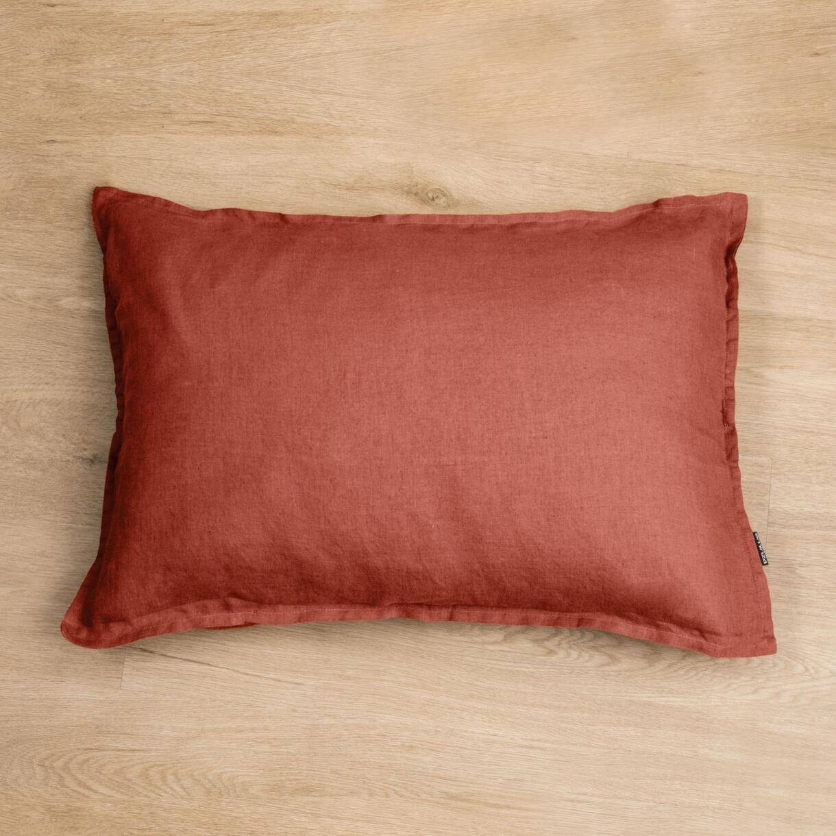 Funda de almohada rectangular en lino lavado (70 cm) Louise Terracota 1