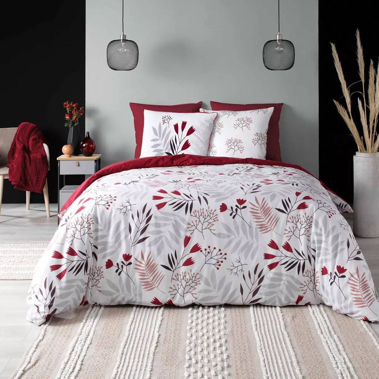 Funda Nórdica y dos fundas para almohadas algodón bio (260 cm) Clémence Blanco 1