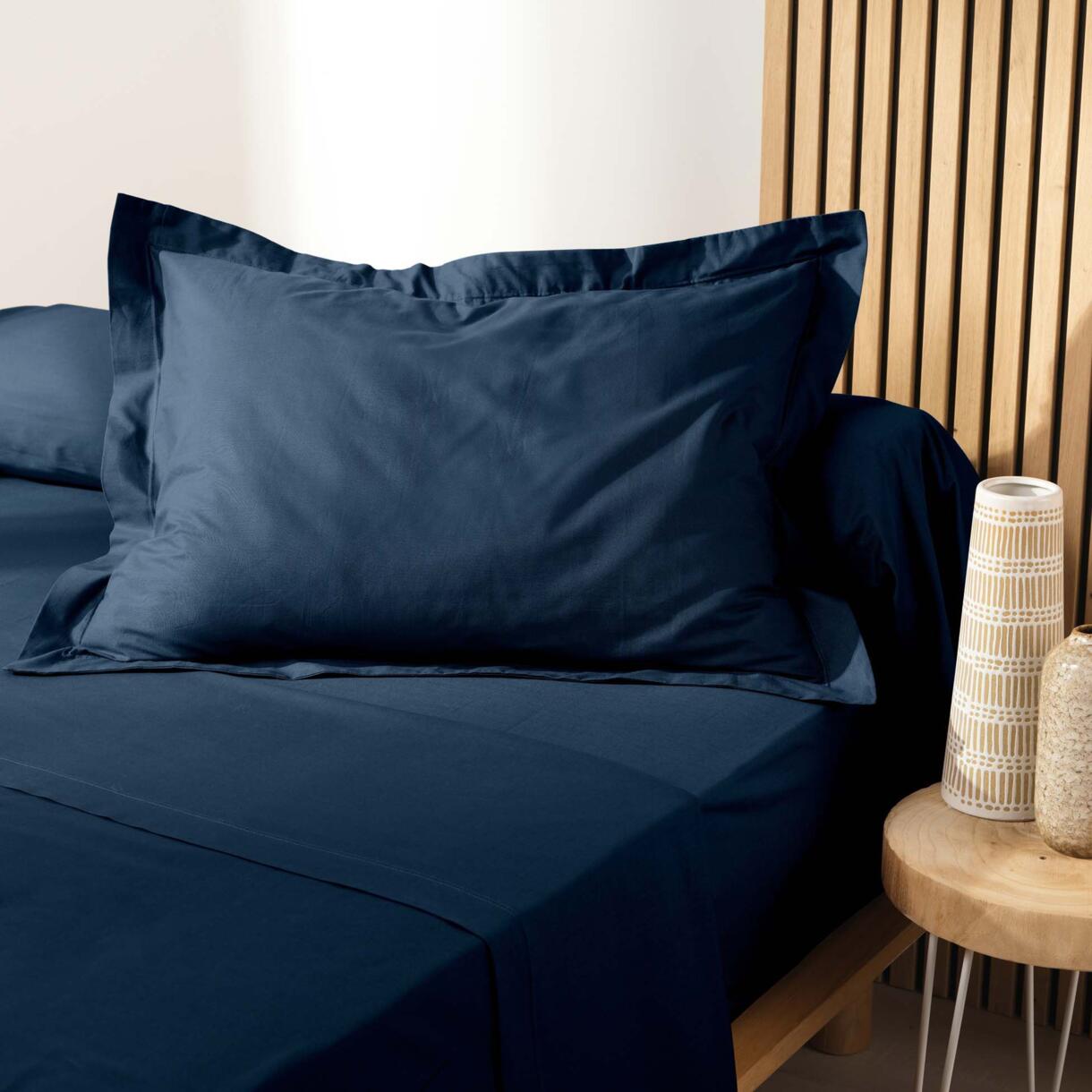 Funda de almohada rectangular en algodón bio (70 cm) Biolina Azul noche 1