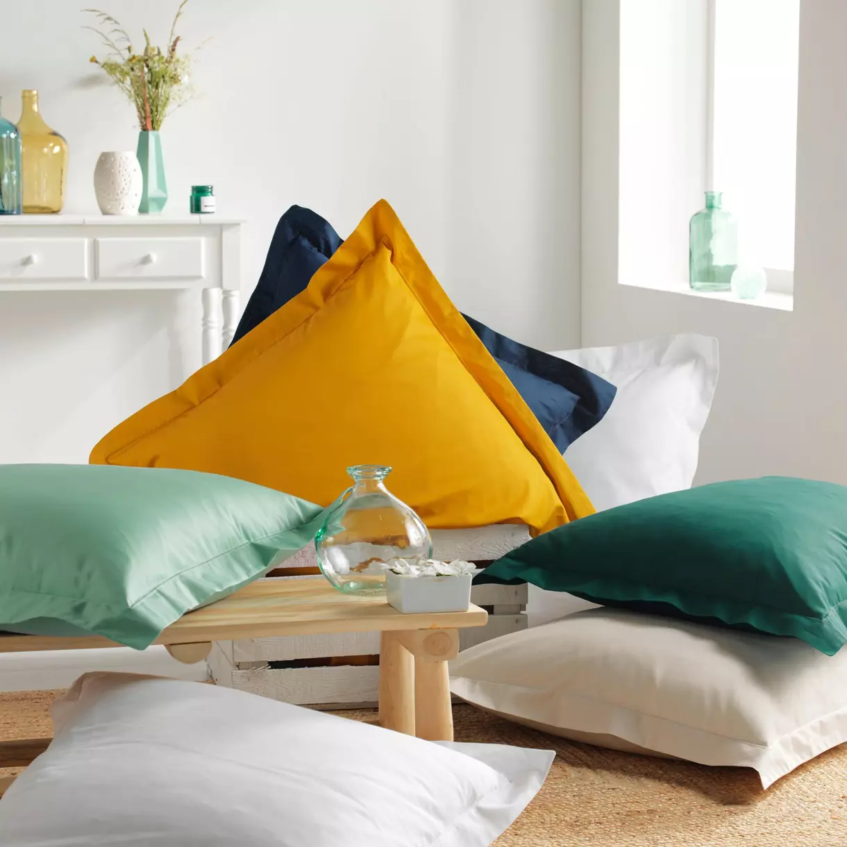 Funda de almohada rectangular en algodón bio (70 cm) Biolina Burdeos 6