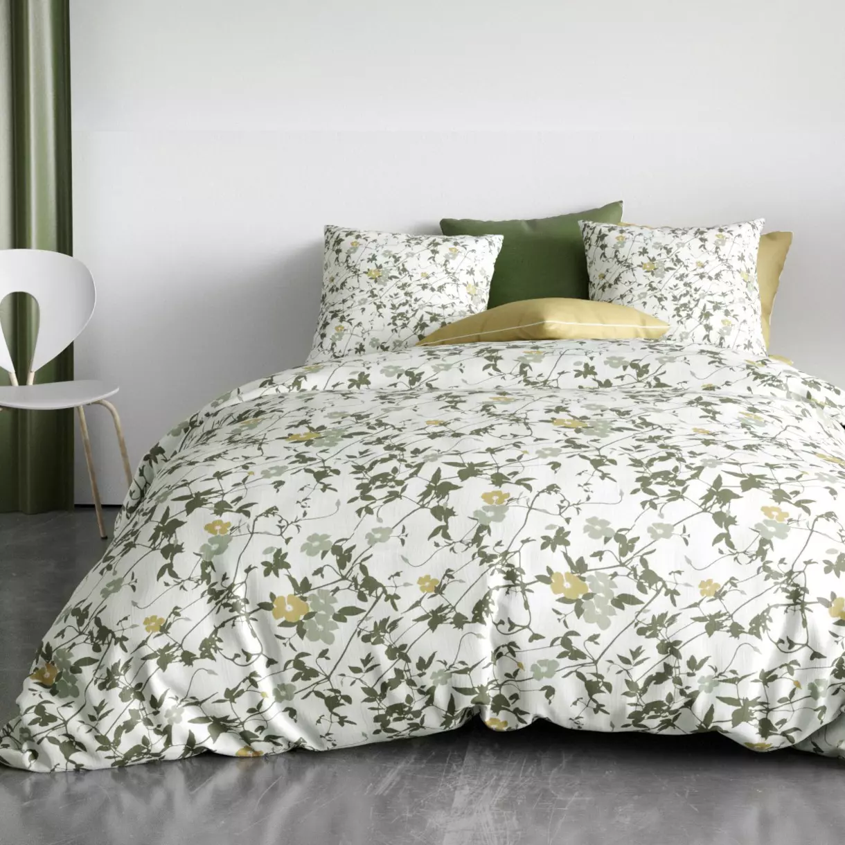 Funda nórdica y dos fundas de almohada en algodón (200 cm) Hoya Verde 1