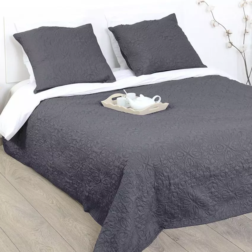 Colcha  y fundas para almohadas (240 x 260 cm) Arabesca Gris antracita 1