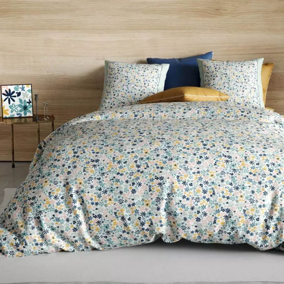 Funda Nórdica y dos fundas para almohada en algodón (200 cm) Mani Azul 1