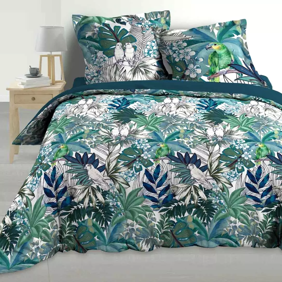 Funda Nórdica y dos fundas para almohadas en percal (240 cm) Colibri Azul 1