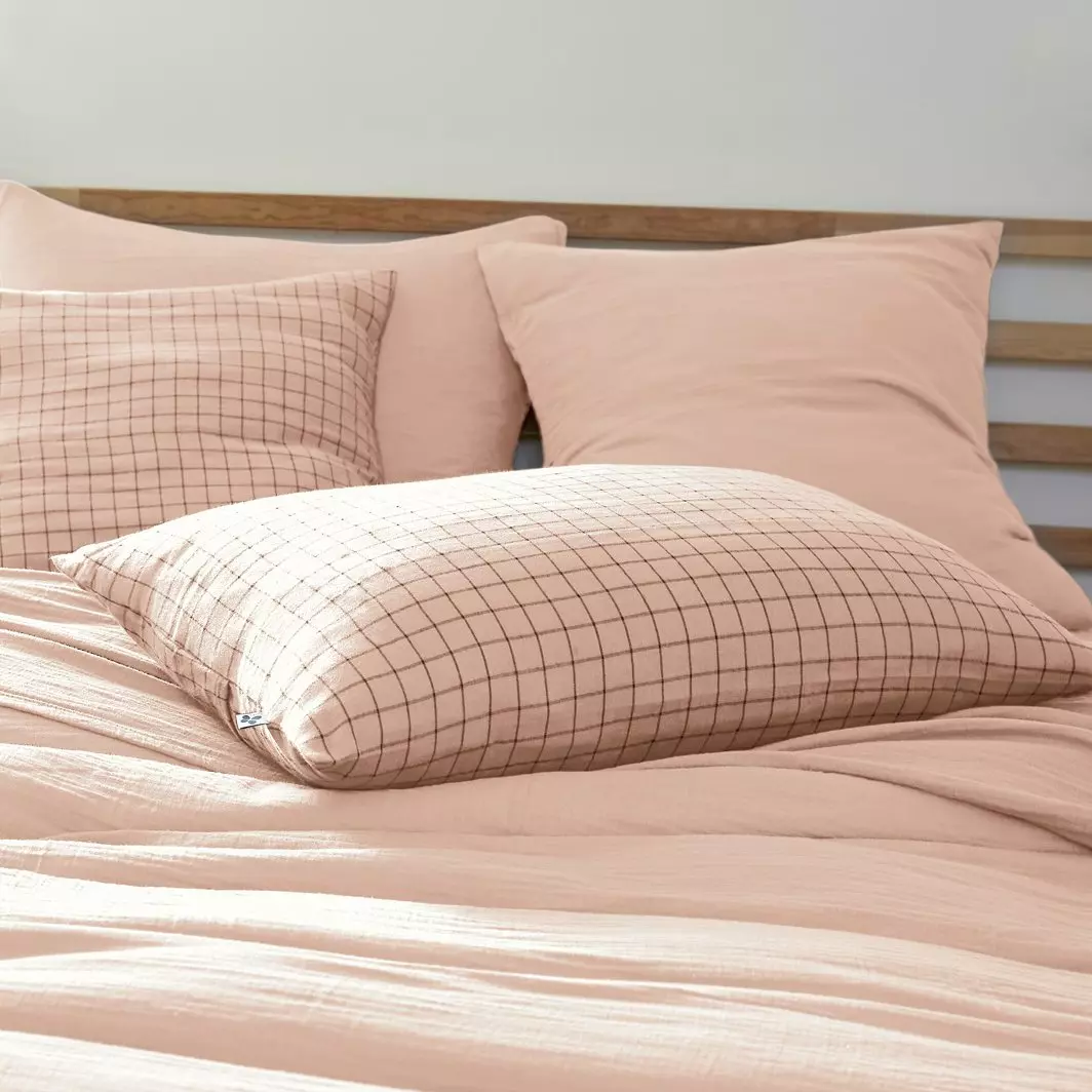 Taie d'oreiller rectangulaire gaze de coton (70 cm) Gaïa Mix Rose poudré 1