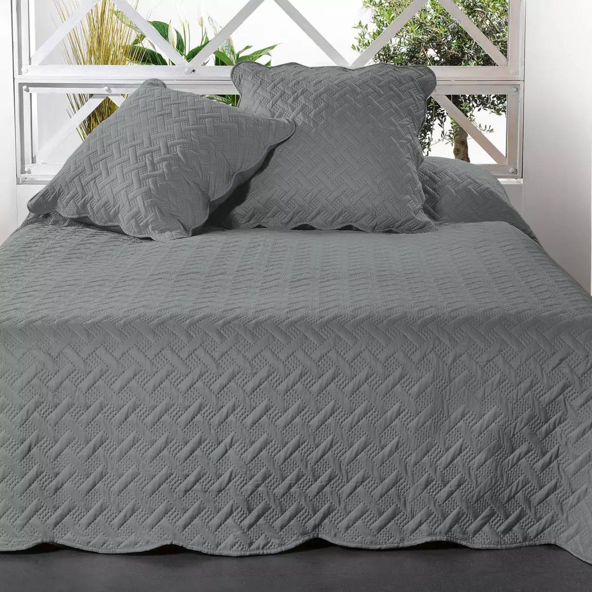 Colcha y funda para almohada (180 x 240 cm) Californie Gris oscuro 1
