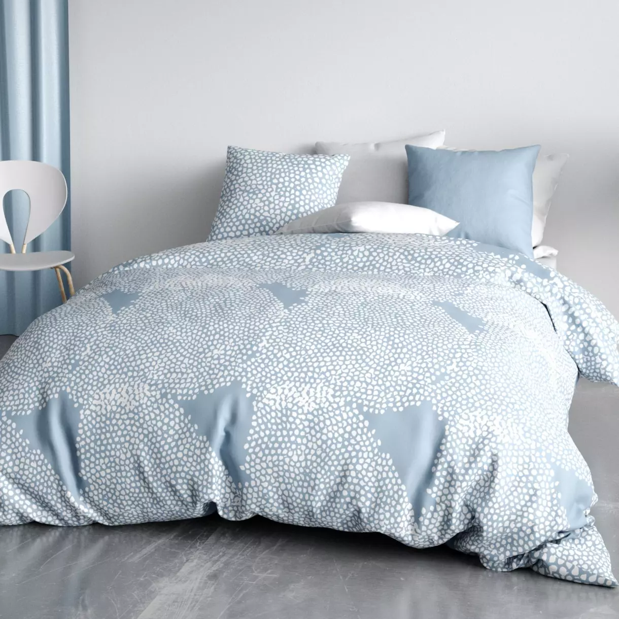 Funda nórdica y dos fundas de almohada en algodón (260 cm) Empreinte Azul 1