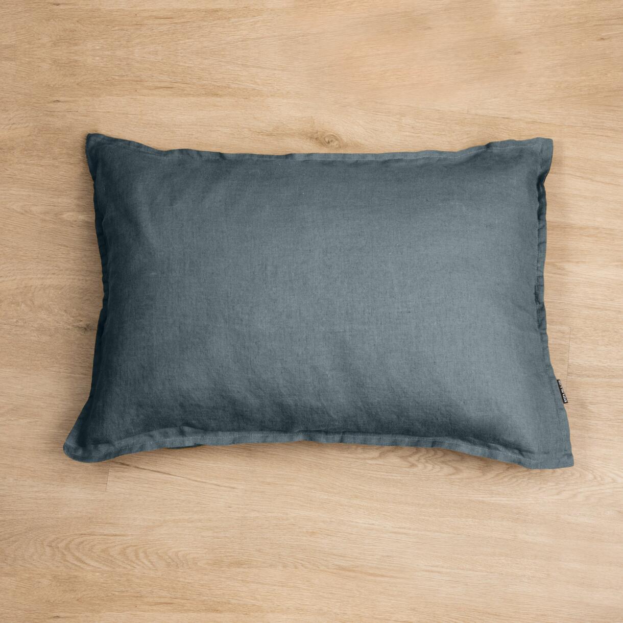 Funda de almohada rectangular en lino lavado (70 cm) Louise Gris pizarra 1