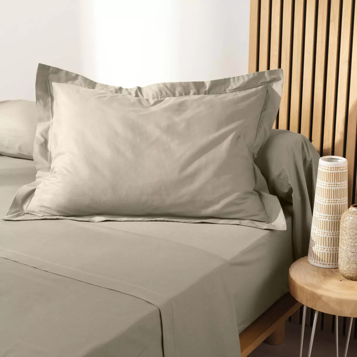 Funda de almohada rectangular en algodón bio (70 cm) Biolina Topo 1