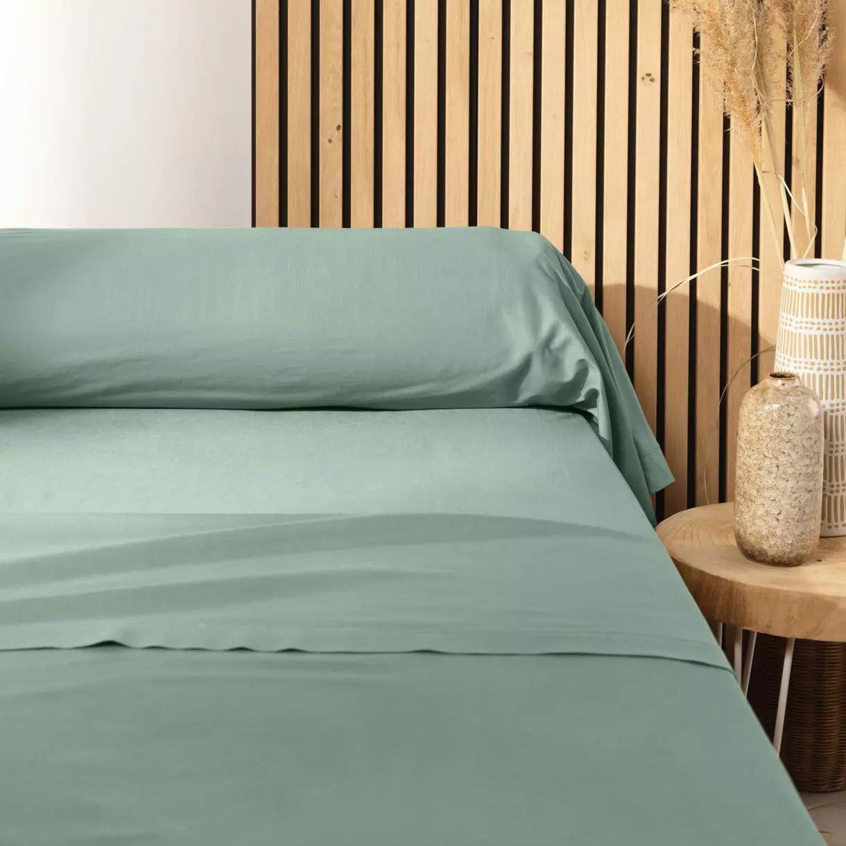Taie de traversin coton bio (L185 cm) Biolina Vert sauge 1