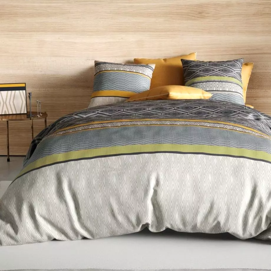 Funda Nórdica y dos fundas para almohada en algodón (260 cm) Delmas Gris 1